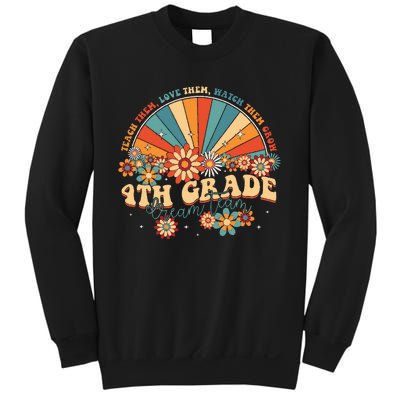 4th Grade Dream Team Groovy Rainbow Back To School Teacher Sweatshirt