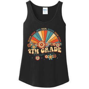 4th Grade Dream Team Groovy Rainbow Back To School Teacher Ladies Essential Tank