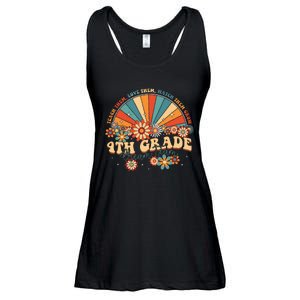 4th Grade Dream Team Groovy Rainbow Back To School Teacher Ladies Essential Flowy Tank