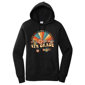 4th Grade Dream Team Groovy Rainbow Back To School Teacher Women's Pullover Hoodie