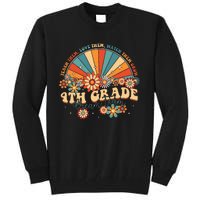 4th Grade Dream Team Groovy Rainbow Back To School Teacher Tall Sweatshirt