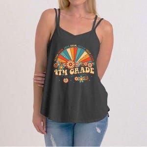 4th Grade Dream Team Groovy Rainbow Back To School Teacher Women's Strappy Tank