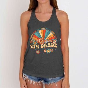 4th Grade Dream Team Groovy Rainbow Back To School Teacher Women's Knotted Racerback Tank