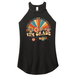 4th Grade Dream Team Groovy Rainbow Back To School Teacher Women's Perfect Tri Rocker Tank