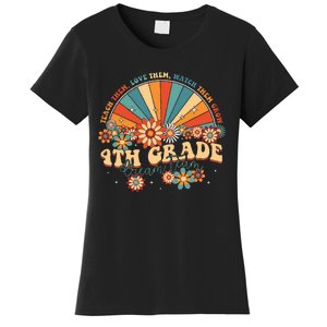 4th Grade Dream Team Groovy Rainbow Back To School Teacher Women's T-Shirt