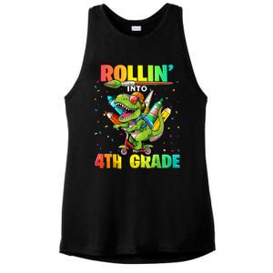 4th Grade Dinosaur Back To School First Day Of School Boy Ladies PosiCharge Tri-Blend Wicking Tank