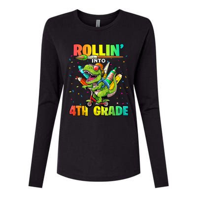 4th Grade Dinosaur Back To School First Day Of School Boy Womens Cotton Relaxed Long Sleeve T-Shirt