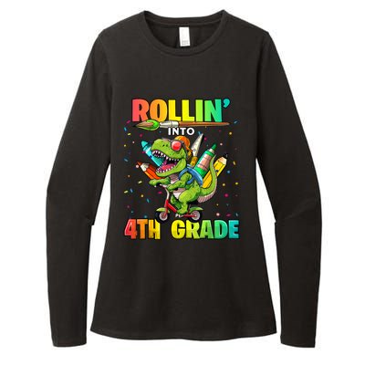 4th Grade Dinosaur Back To School First Day Of School Boy Womens CVC Long Sleeve Shirt