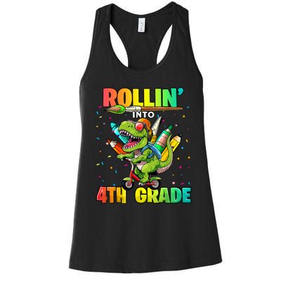 4th Grade Dinosaur Back To School First Day Of School Boy Women's Racerback Tank