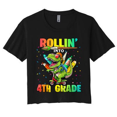 4th Grade Dinosaur Back To School First Day Of School Boy Women's Crop Top Tee