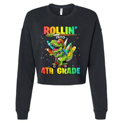 4th Grade Dinosaur Back To School First Day Of School Boy Cropped Pullover Crew