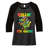 4th Grade Dinosaur Back To School First Day Of School Boy Women's Tri-Blend 3/4-Sleeve Raglan Shirt