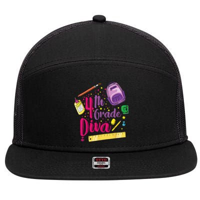 4th Grade Diva First Day Of School Clothes Gift 7 Panel Mesh Trucker Snapback Hat