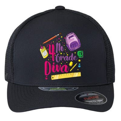 4th Grade Diva First Day Of School Clothes Gift Flexfit Unipanel Trucker Cap