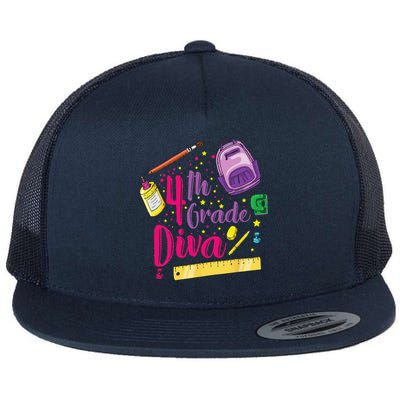 4th Grade Diva First Day Of School Clothes Gift Flat Bill Trucker Hat