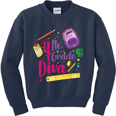 4th Grade Diva First Day Of School Clothes Gift Kids Sweatshirt