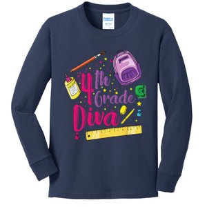 4th Grade Diva First Day Of School Clothes Gift Kids Long Sleeve Shirt