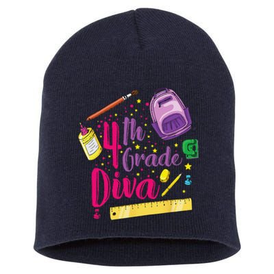 4th Grade Diva First Day Of School Clothes Gift Short Acrylic Beanie