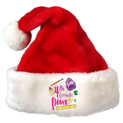 4th Grade Diva First Day Of School Clothes Gift Premium Christmas Santa Hat