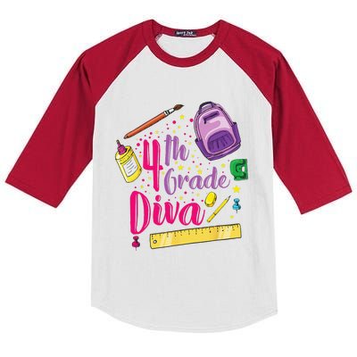 4th Grade Diva First Day Of School Clothes Gift Kids Colorblock Raglan Jersey