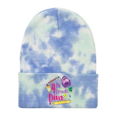 4th Grade Diva First Day Of School Clothes Gift Tie Dye 12in Knit Beanie