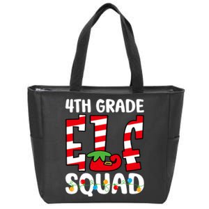 4th Grade Elf Squad Teacher Student Matching Christmas Zip Tote Bag