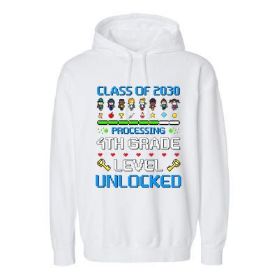 4th Grade First Day Of School Class Of 2030 Video Games Garment-Dyed Fleece Hoodie