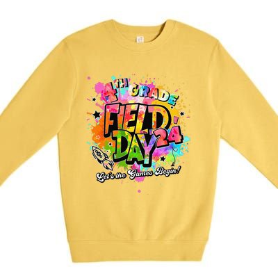 4th Grade Field Day 2024 Let The Games Begin Teachers Premium Crewneck Sweatshirt