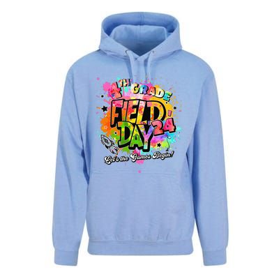 4th Grade Field Day 2024 Let The Games Begin Teachers Unisex Surf Hoodie