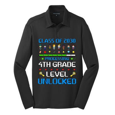 4th Grade First Day Of School Class Of 2030 Video Games Silk Touch Performance Long Sleeve Polo