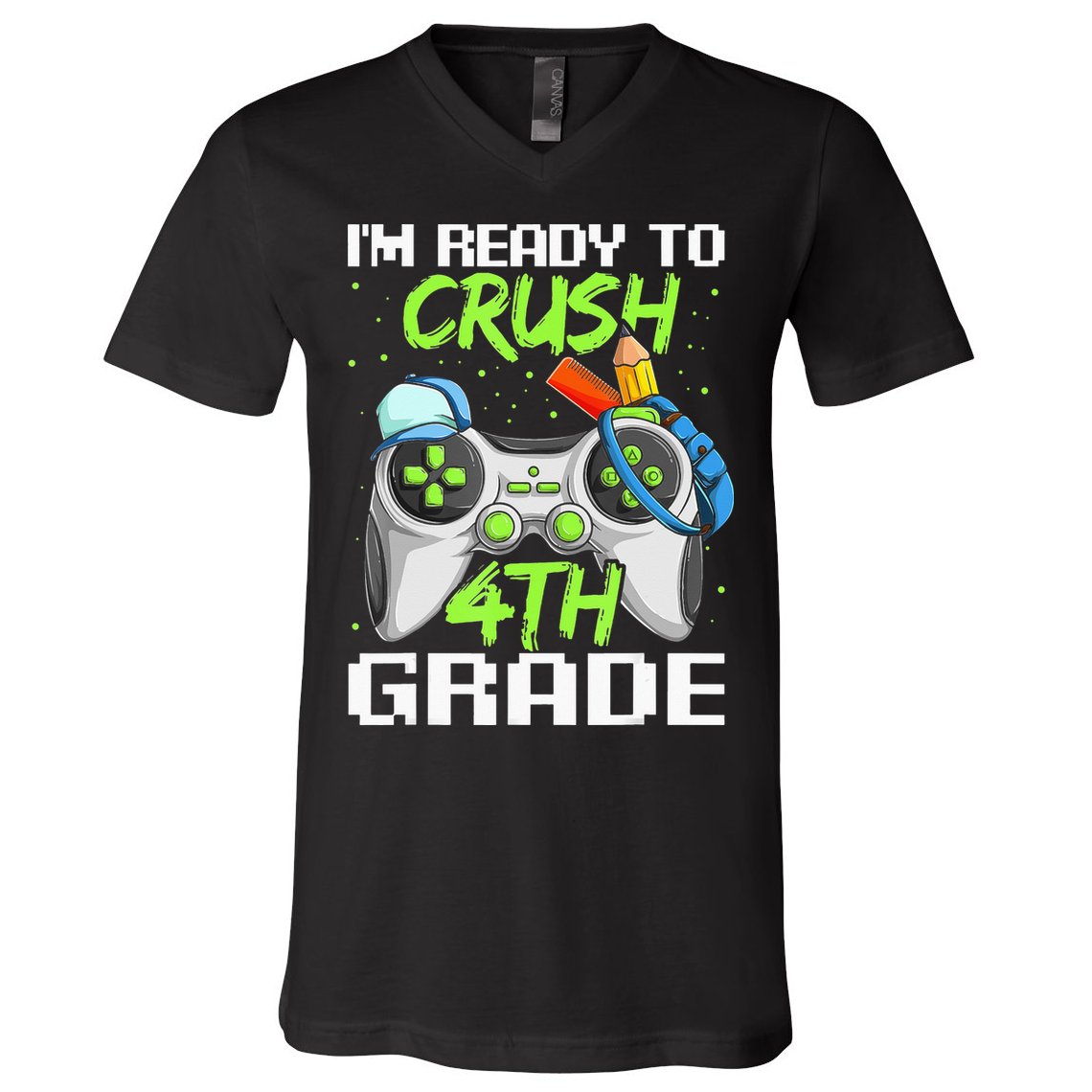 4Th Grade Gamer  Ready To Crush Fourth Grade V-Neck T-Shirt