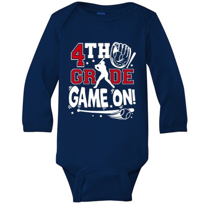 4th Grade Game On First Day Of School Baseball Fourth Grade Baby Long Sleeve Bodysuit