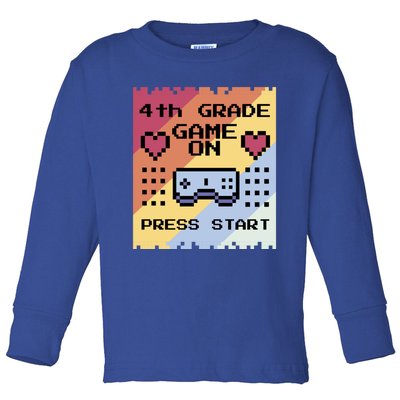 4Th Grade Game To School Vintage Fourth Grade Gift Toddler Long Sleeve Shirt