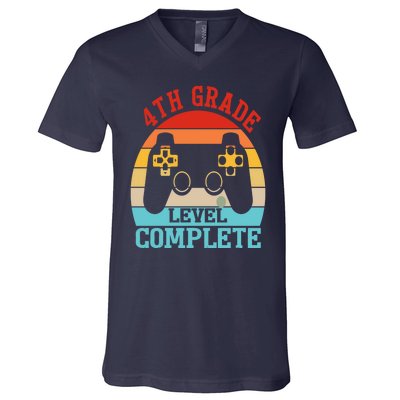 4th Grade Level Complete Last Day Of School Graduation V-Neck T-Shirt