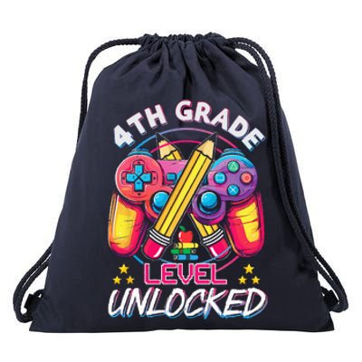 4th Grade Level Unlocked Video Game Back To School Drawstring Bag