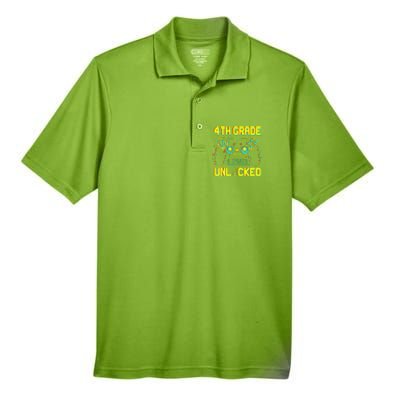 4th Grade Level Unlocked Gamer First Day Of School Boy Men's Origin Performance Pique Polo