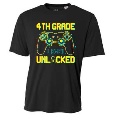 4th Grade Level Unlocked Gamer First Day Of School Boy Cooling Performance Crew T-Shirt