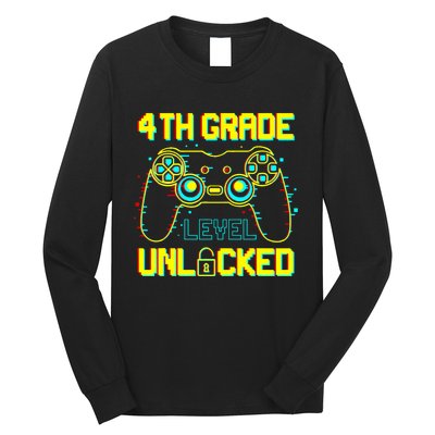 4th Grade Level Unlocked Gamer First Day Of School Boy Long Sleeve Shirt