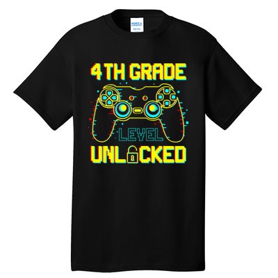 4th Grade Level Unlocked Gamer First Day Of School Boy Tall T-Shirt