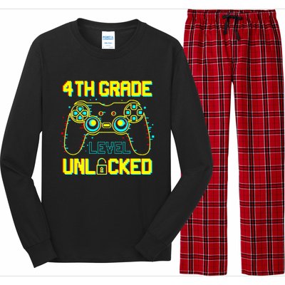 4th Grade Level Unlocked Gamer First Day Of School Boy Long Sleeve Pajama Set