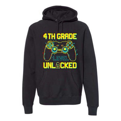 4th Grade Level Unlocked Gamer First Day Of School Boy Premium Hoodie