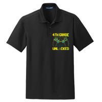 4th Grade Level Unlocked Gamer First Day Of School Boy Dry Zone Grid Polo