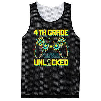 4th Grade Level Unlocked Gamer First Day Of School Boy Mesh Reversible Basketball Jersey Tank