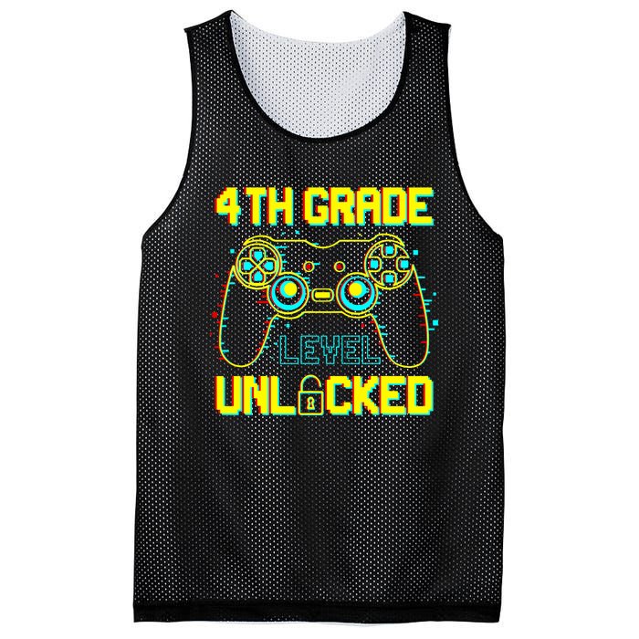 4th Grade Level Unlocked Gamer First Day Of School Boy Mesh Reversible Basketball Jersey Tank