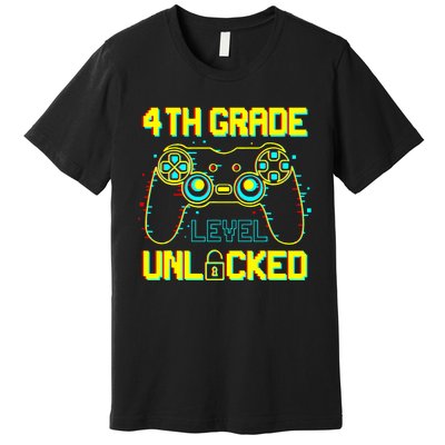 4th Grade Level Unlocked Gamer First Day Of School Boy Premium T-Shirt