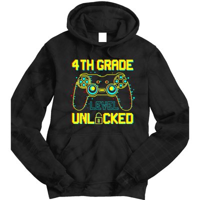 4th Grade Level Unlocked Gamer First Day Of School Boy Tie Dye Hoodie