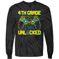 4th Grade Level Unlocked Gamer First Day Of School Boy Tie-Dye Long Sleeve Shirt