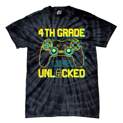 4th Grade Level Unlocked Gamer First Day Of School Boy Tie-Dye T-Shirt