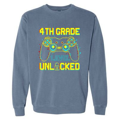 4th Grade Level Unlocked Gamer First Day Of School Boy Garment-Dyed Sweatshirt