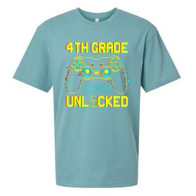 4th Grade Level Unlocked Gamer First Day Of School Boy Sueded Cloud Jersey T-Shirt